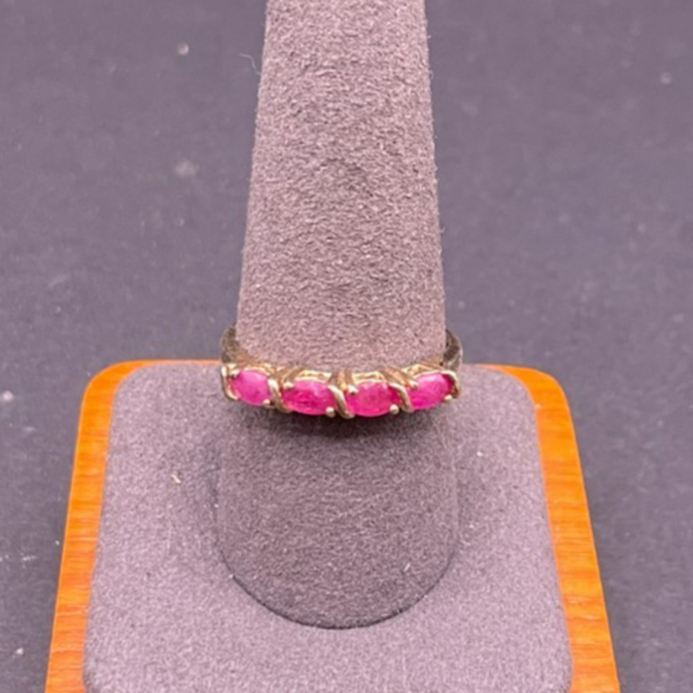 Ross Simons 925 Sterling Silver Gold Vermeil 5 Gemstone Pink Sapphire Ring Sz 10